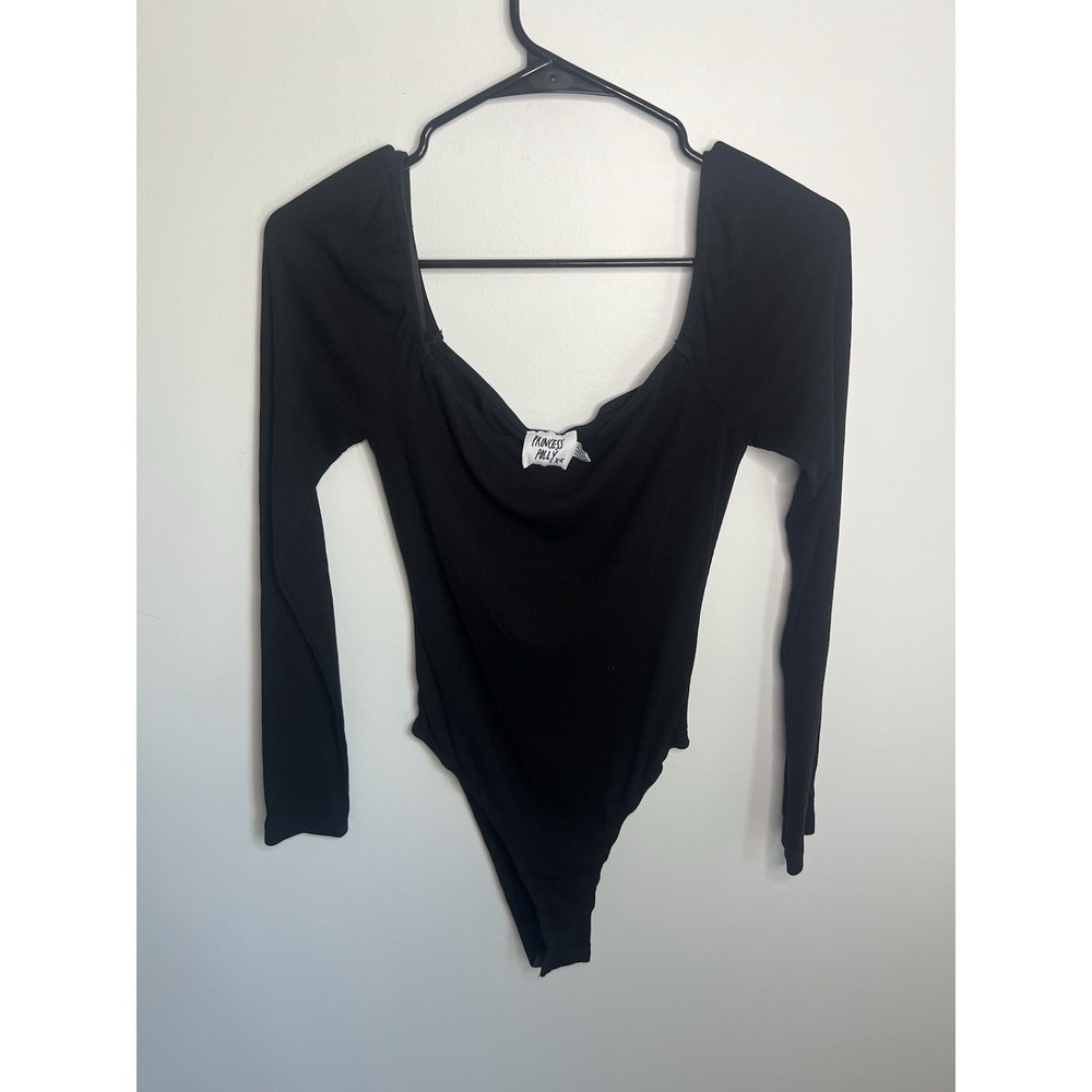 Princess‎ Polly "Charlotte" US 6 Square Bodysuit Ribbed Black Long Sleeves